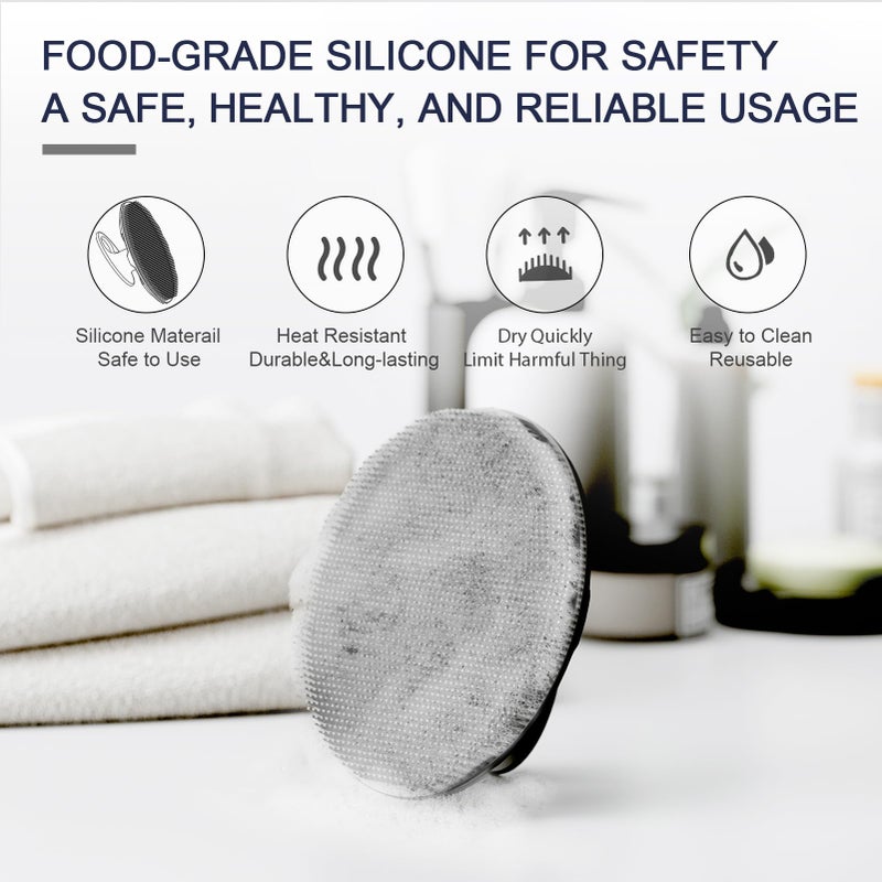 BEAUTAIL Silicone Body Scrubber 2 Pack Shower Bath Wash Brush Gentle Exfoliating Scrub Cleansing Loofah for Women Men Baby Sensitive Skin  Easy to Clean  Lather Nicely  More Hygienic  Black+Cyan - Image 4
